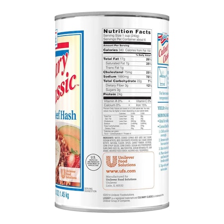 Legout Corned Beef Hash Heat and Serve Can, 51 Ounce 3750064863