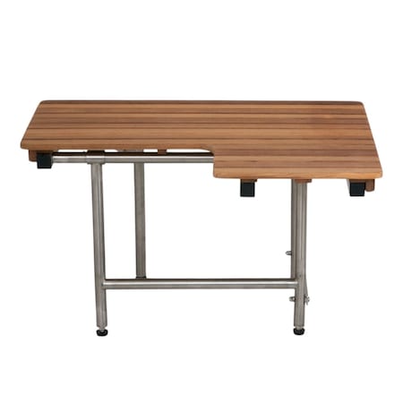 Homeroots 18" X 32" Brown Teak Rectangular Shower Bench With Legs 549359