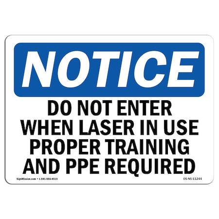 Signmission Do Not Enter When Laser In Use Proper Training , 5 Inch X 3.5 Inch, Decal OS-NS-D-35-L-11244