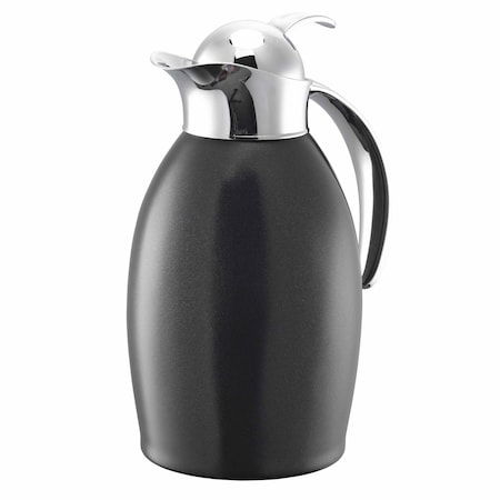 Service Ideas Nicollet Series 1-Liter Stainless Vacuum Insulated Carafe with Push Button Lid in Radiant Black NIC10BSPBBL