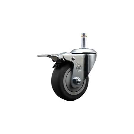Service Caster 4'' Thermo Rubber Swivel 7/16'' Stem Caster with Total Lock Brake SCC-GRTTL20S414-TPRB-716138