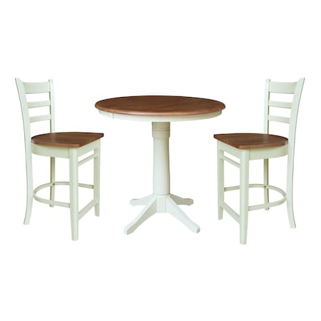 Whitewood Industries Rectangular Extension Dining Table W/ 2 Counter Height Stools, 36 in W, 30.1 in L, 48 in H, 3 K79-36RXT-27-S6172-2