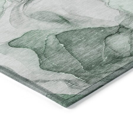 Homeroots 2' X 3' Green Abstract Washable Non Skid Indoor Outdoor Area Rug 559505