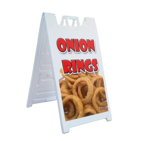 Signmission Onion Rings, A-Frame & 2 Decals Installed, Heavy-Duty Plastic Frame SBHD-D-2436-Onion Rings