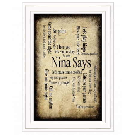 Homeroots Nina Says 1 White Framed Print Wall Art 407472