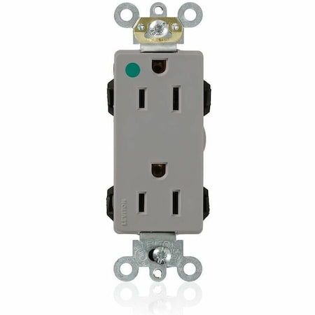 Leviton Straight Blade Receptacle, 5-15R, 15 A, 125V AC, Flush Mount, Self-Grounded M1626-HGG