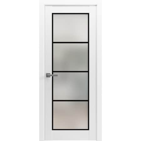 Sartodoors Solid French Door Frosted Glass Planum 2132 White 30x84 Solid Core Modern Interior PLANUM2132ID-WS-30 x 84-Butterfly