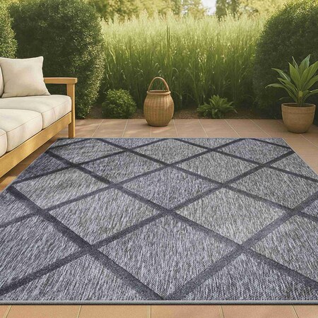 Jonathan Y Salines Diamond Trellis Dark Gray 8 ft. x 10 ft. Indoor/Outdoor Area Rug IBZ101A-8