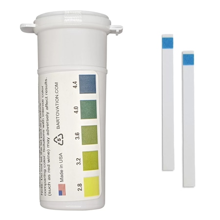 Bartovation pH Test Strips for White Wine 2.8 to 4.4 pH [Vial of 100 Plastic Strips] PPH13V100