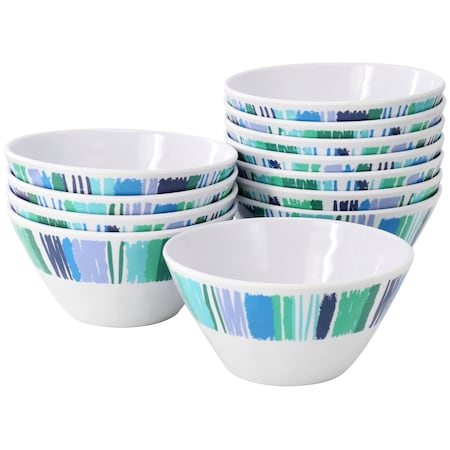 Gibson Home Tropical Sway Orleans 12 Piece 6 Inch Melamine Bowl Set in Blue 136418.01