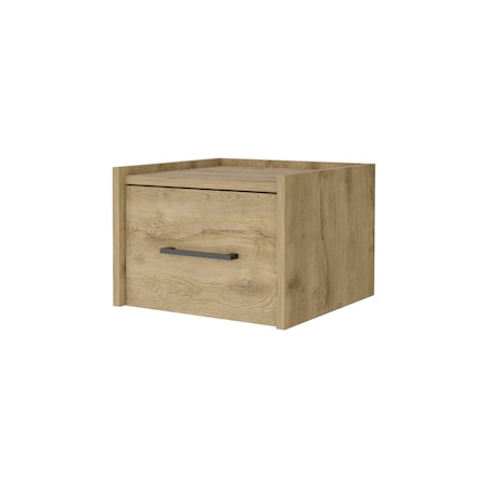 Homeroots 10" Beige One Drawer Faux Wood Floating Nightstand 546177