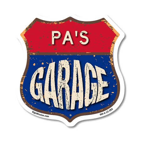 Signmission Pa's Garage, 12 Inch X 12 Inch, Aluminum Metal Sign SHI-A-12-383-PA