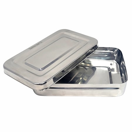 A2Z Scilab Stainless Steel Medical Instrument Box Organizer Storage Tray w/ Lid - 8Lx5Wx2H A2Z-ZR1147