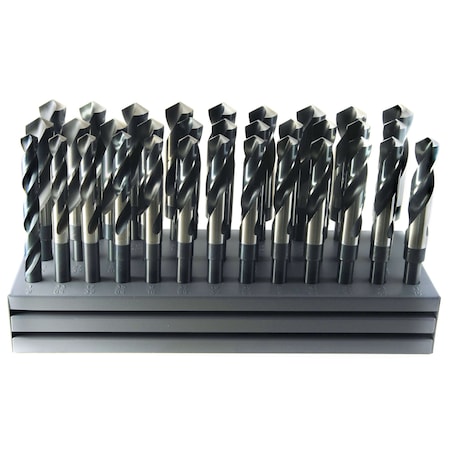 Drillco High Speed Steel Black and Bright SandD Drill Bit Set 1/2" - 1", 32 Piece, 32PK 1000E32