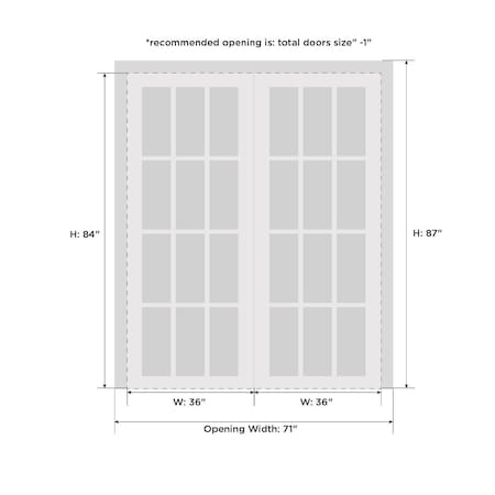 Sartodoors Closet Bypass Interior Door, 72" x 84", White QUADRO4112DBD-WS-7284