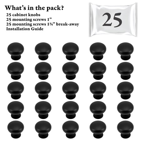 Designperfect 1 3/16 Diameter Mushroom Knob, 25PK DPA25R53KBLK