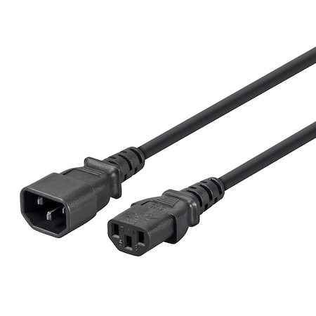 Monoprice SJT Extension Cord, 16 AWG, Indoor, 16/3, 1 Outlets, IEC 60320 C13, Black, IEC 60320 C14, 10 ft 6454