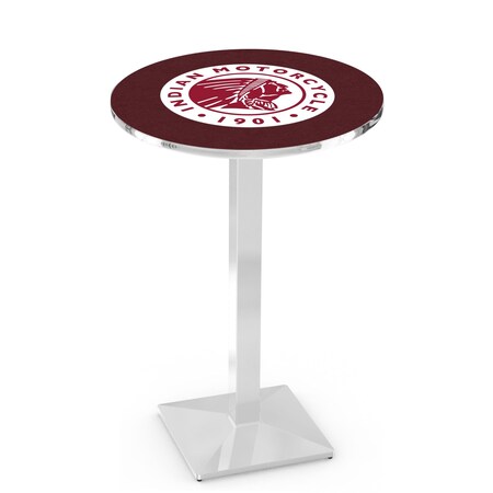 Holland Bar Stool Co 42" Chrome Indian Motorcycle Pub Table, 36" dia. Top L217C4236Indn-HD