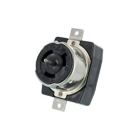 Leviton Locking Receptacle, 50 A, 250V AC, Black CS8269