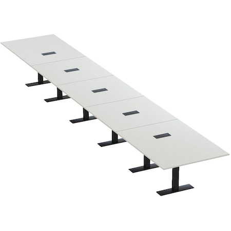 Skutchi Designs 22ft Conference Table W/ Power Unit | 22 Person Modular Rectangular Meeting Table | Harmony Series HAR-REC-48x264-T.BK-U779-EBLK