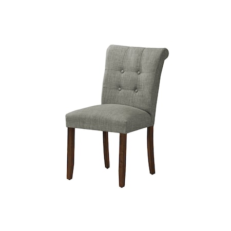 Monarch Specialties Dining Chair, 38'' Height, Upholstered, Grey Fabric, Walnut Wood Legs, Modern, 2PK I 1218