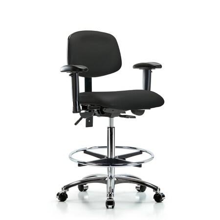 Blue Ridge Ergonomics Chair, Vin, Hi Bench, Chr AA CF Casters, Blk, 6-Way Adjustable, 26" to 35-1/2" Height, Black BR-VHBCH-CR-T0-A1-CF-CC-8540