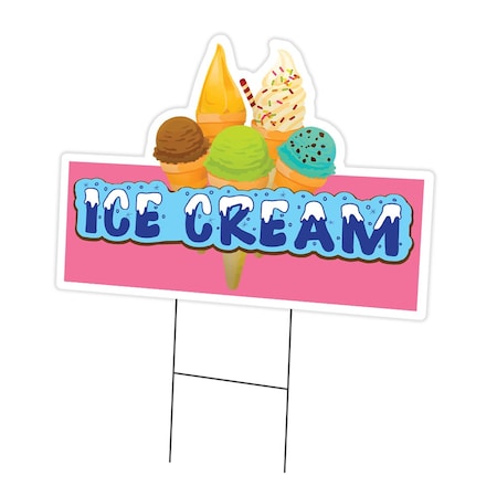 Signmission Ice Cream Die Cut Yard Sign & Stake outdoor plastic coroplast window, C-DC-1216-Ice Cream19 C-DC-1216-Ice Cream19