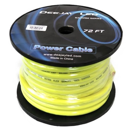 Deejay Led 2 GAUGE 72 FT 100% Copper Power Cable Used for Vehicular Audio Amplifiers YELLOW TBH272YELLOWCOPP