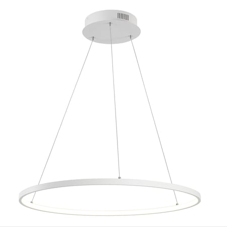 Jonathan Y Brice 23.75" Modern Contemporary Metal Round Dimmable Integrated LED Pendant, Matte White JYL7203I
