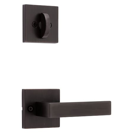 Kwikset Singapore Lever with Square Rose Interior Single Cylinder Handleset Trim for Both 800 and 687 966SALSQT-11P.UNIV