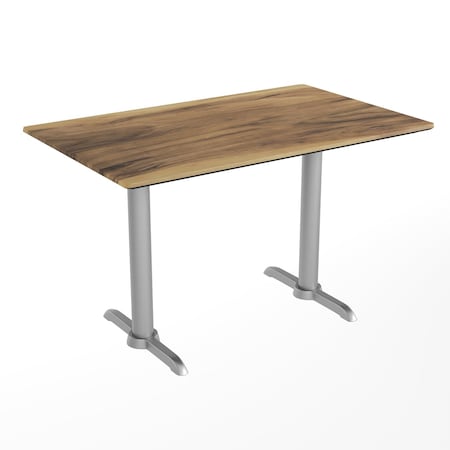 Flash Furniture Commercial All-Weather 48x30 Natural HPL Tabletop with Silver T Bases ST-REC3048-NAT-T0522S-GG