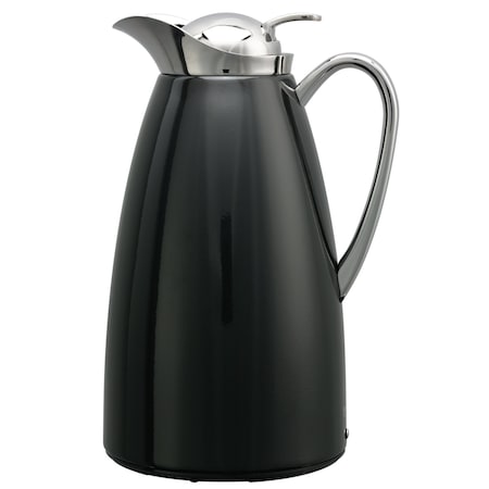 Service Ideas Classy Carafe, Vacuum Insulated Carafe, Glass Vacuum, 1 Liter, Black CJZ1BLK