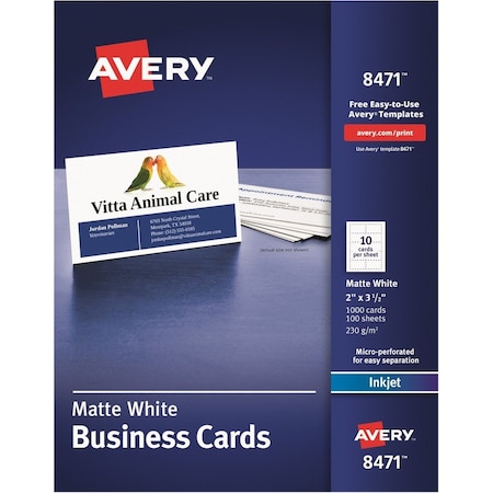 Avery Business Cards 2" x 3.5", Sure, PK1000 8471
