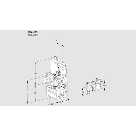 Honeywell Kromschroder Gas Pressure Regulator with Solenoid Valve, 1/2" DN15, 24V DC, IP65 KS88031555