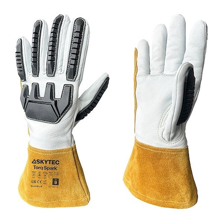 Globus Welding Glove, Gauntlet, White, 10/XL Skytec Torq Spark 10/XL