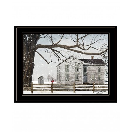 Homeroots A Little Snow House 3 Black Framed Print Wall Art 407533