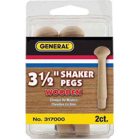 General Tools 3-1/2'' L Hardwood Shaker Peg, 2-Count 317000