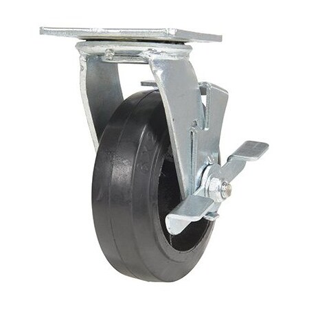 Vestil Rubber Swivel With Brake Caster 6 In. Diameter 2 In. Width 507 Lb. Capacity Black CST-VE-6X2MR-SWB