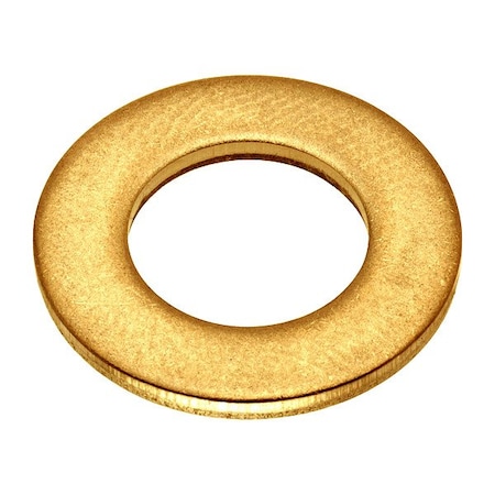 Zoro Select Flat Washer, For Screw Size 3/8 in , Brass Plain Finish, 5 PK WASB38NBR