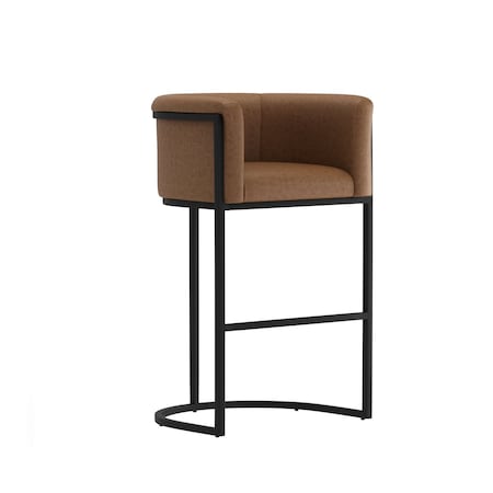 Manhattan Comfort Cosmopolitan Metal Upholstered Barstool in Chestnut BS015-CH