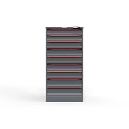 Strong Hold 9 drawer cabinet - (2x 4ft, 5x 5ft, 2x 6ft) - Red accents - E-Lock w/ Tracking S3060-PPTAS-0902DS