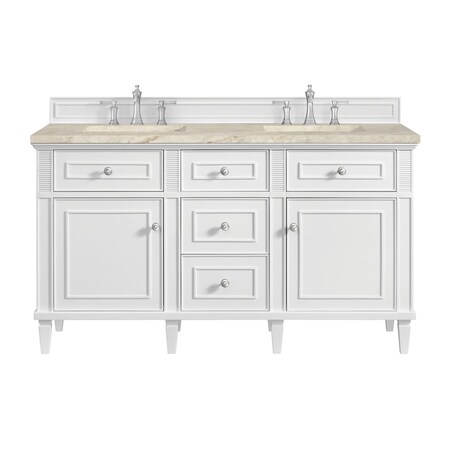 James Martin Vanities Lorelai 60" Double Vanity, Bright White, w/ 3 CM Tajnar Eclos Top 424-V60D-BW-3TJR
