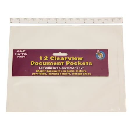Ashley Productions Clear View Self-Adhesive Document Pocket 9" x 12", 12PK 10405