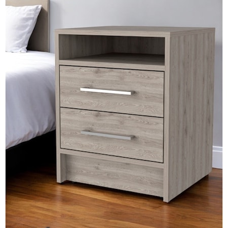 Homeroots 20" Light Gray Wood Two Drawer Nightstand 534898
