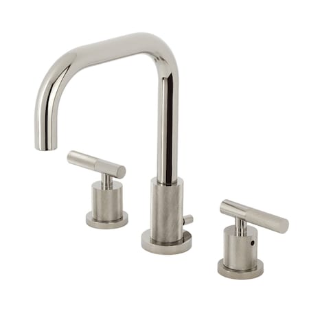 Kingston Brass Widespread Bathroom Faucet with Knurled Handle and Brass Pop-Up, Polished Nickel FSC8939KNL