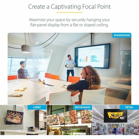 Startech.Com Ceiling Mount for TV - 1.8' to 3' Pole FPCEILPTBSP