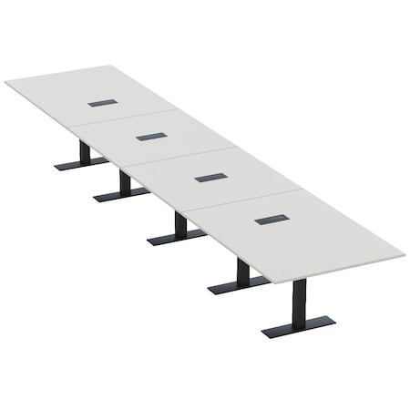 Skutchi Designs 20ft Rectangular Conference Table With Power | Harmony Series | 20 Person Meeting Room Table HAR-REC-48x240-T.BK-U779-EBLK