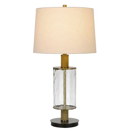 Homeroots 31" Clear Metal Table Lamp With White Empire Shade 524713