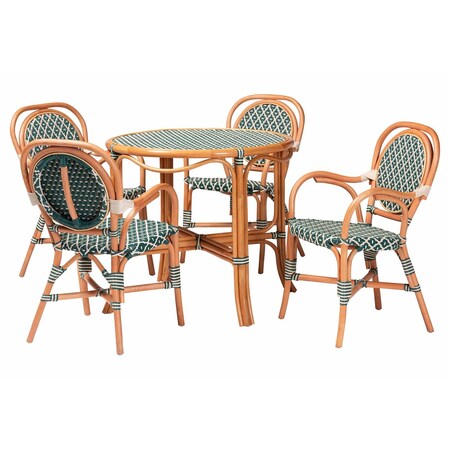 Bali & Pari Mattie Natural Rattan Bistro Dining Set, Green 269-14767-14771-ZORO