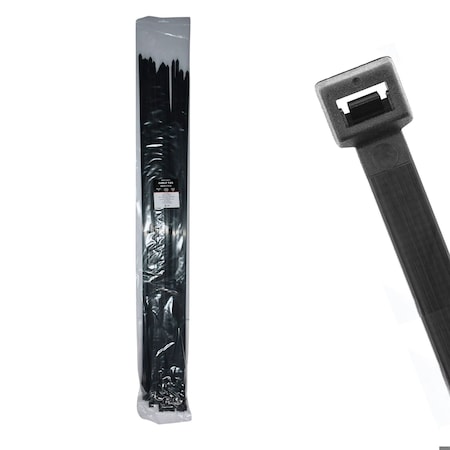 Cable Ties Unlimited Cable Tie, 36 in L, 175 lb Strength, 10.5 in Max Bundle Dia, Nylon 6/6, UV Resistant, Black, 50PK HD36-175-0L